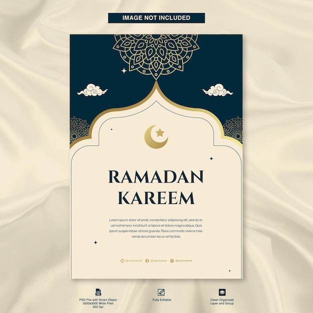 plantilla de cartel de Ramadán Kareem con fondo de mandala islámico
