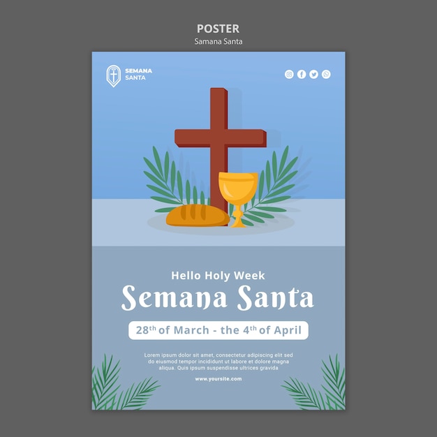 PSD plantilla de cartel de semana santa ilustrada