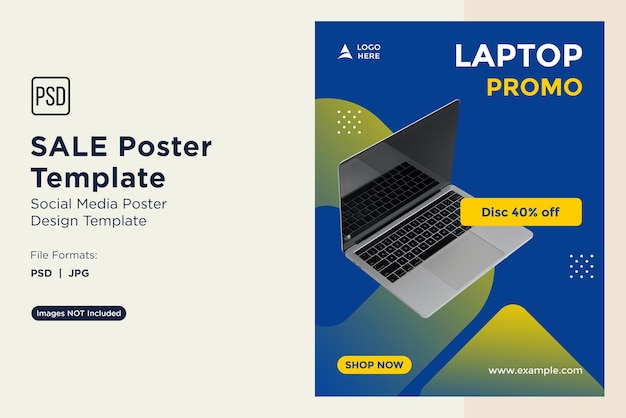 plantilla de cartel de venta de portátiles