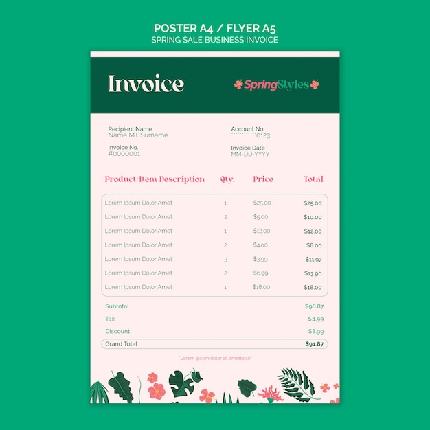 Plantilla de cartel de venta de primavera floral