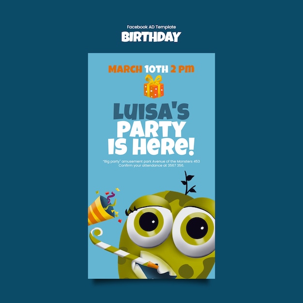 plantilla de celebración de cumpleaños en Facebook