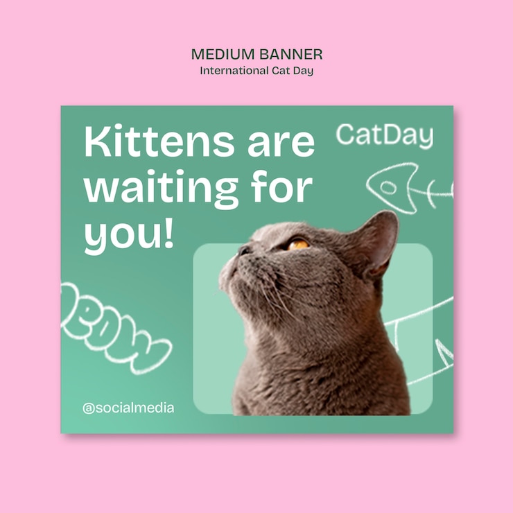 PSD plantilla de celebración del día internacional del gato
