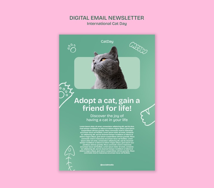 PSD plantilla de celebración del día internacional del gato