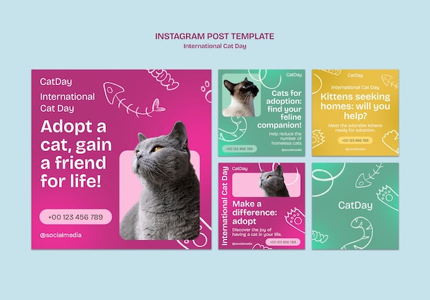 plantilla de celebración del día internacional del gato