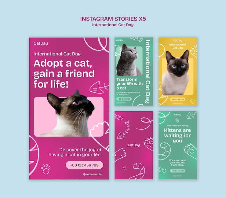 PSD plantilla de celebración del día internacional del gato