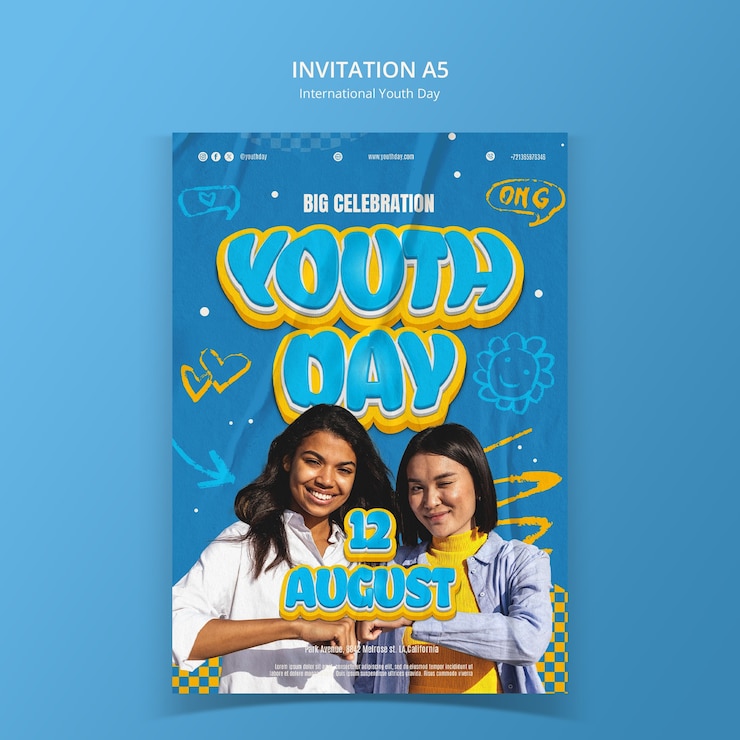 PSD plantilla para la celebración del día internacional de la juventud