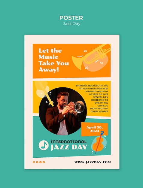 PSD plantilla de celebración del día del jazz