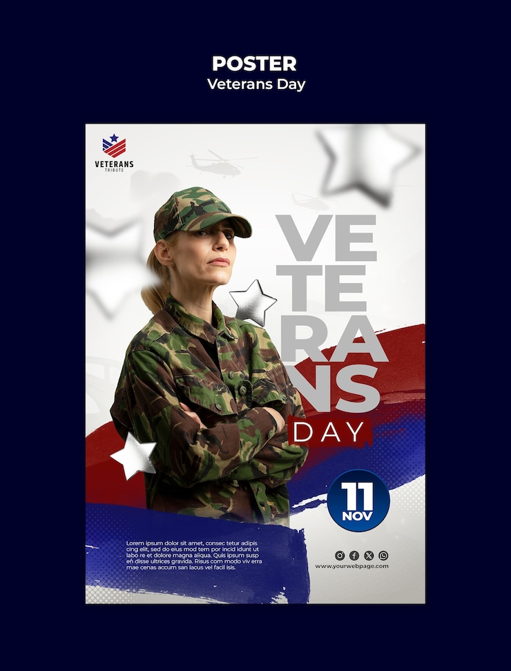PSD plantilla de celebración del día de los veteranos