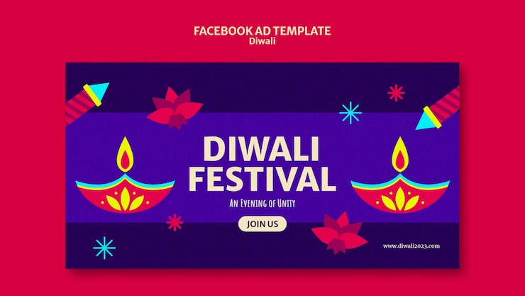 PSD plantilla de la celebración de diwali en facebook