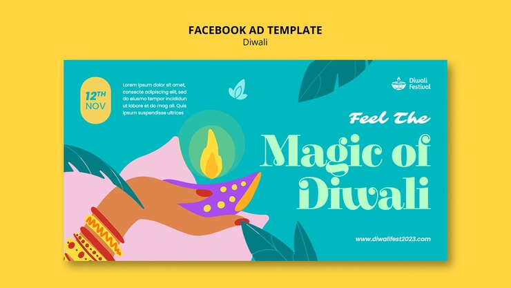 PSD plantilla de la celebración de diwali en facebook
