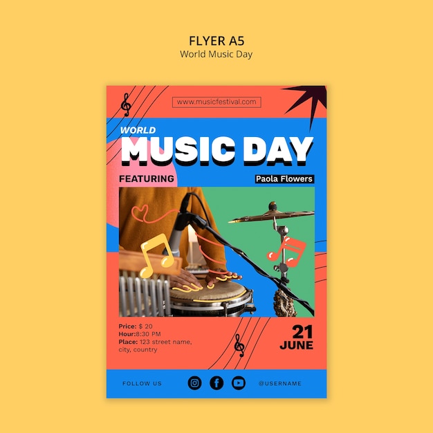 PSD plantilla de celebración de un festival de música