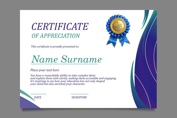 PSD plantilla de certificado elegante con gradiente