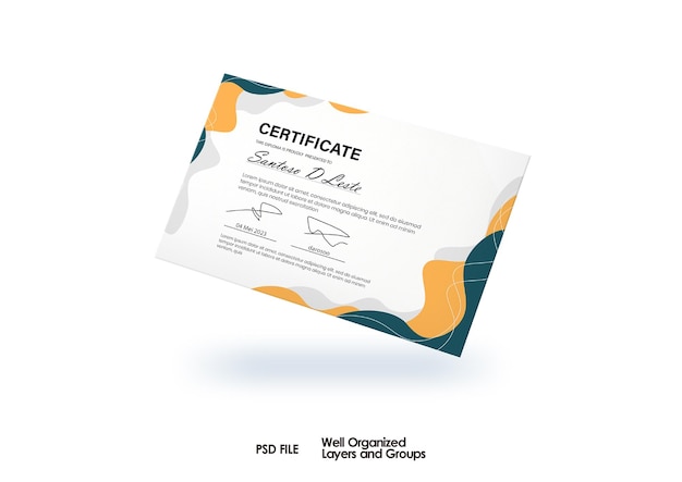 PSD plantilla de certificado elegante