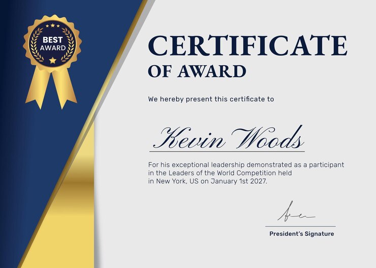 PSD plantilla de certificado de galardón profesional moderno psd
