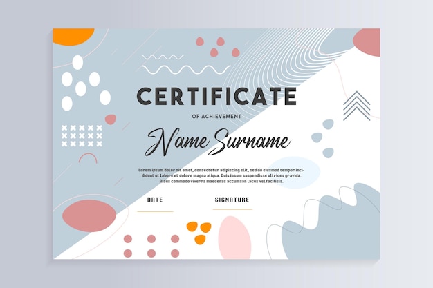 Plantilla de certificado moderno Diploma de diseño moderno o certificado de regalo