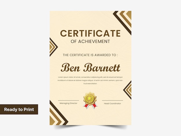 Plantilla de certificado moderno con icono 3D