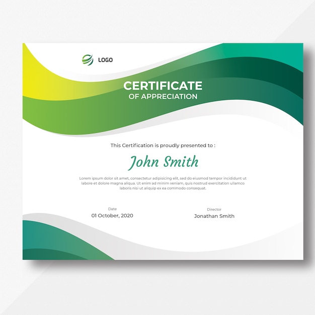 Plantilla de certificado de ondas de colores
