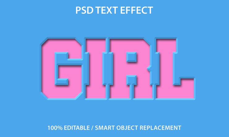 Plantilla de chica con efecto de texto
