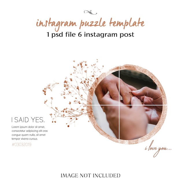 Plantilla de collage de instagram de boda romántica