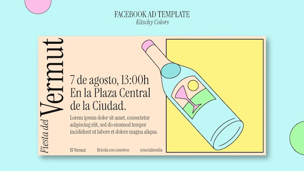 Plantilla de colores kitsch de diseño plano