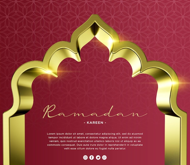 Plantilla de composición de saludos de ramadán islámico 3d