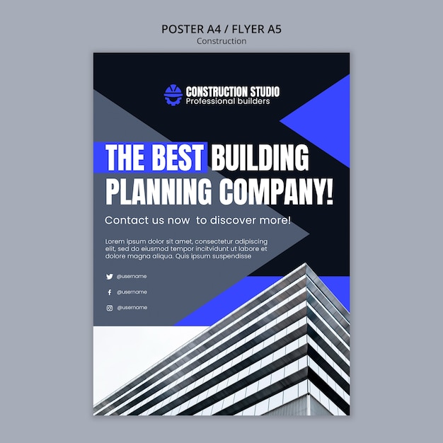 Plantilla de construcción de diseño plano