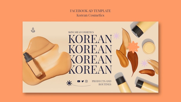 PSD plantilla coreana de promoción de redes sociales de cosméticos de belleza y cuidado de la piel