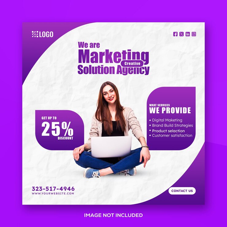 plantilla corporativa de negocio de marketing digital PSD con banner de redes sociales cuadrado de fotos