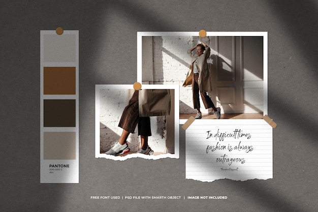 PSD plantilla creativa para collage de fotos y moodboard