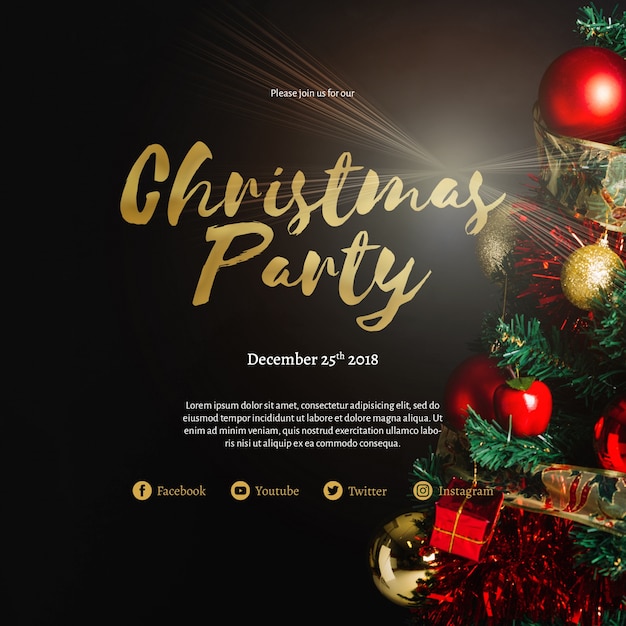PSD plantilla creativa de cover para fiesta de navidad