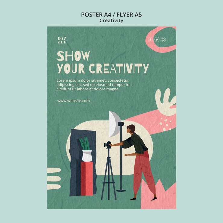 PSD plantilla de creatividad de diseño plano