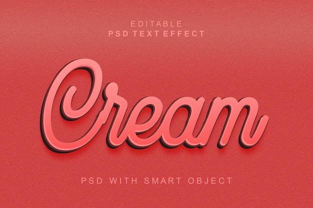 PSD plantilla crema de efecto de texto 3d