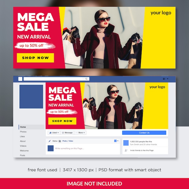 Plantilla de cubierta de facebook de venta de moda