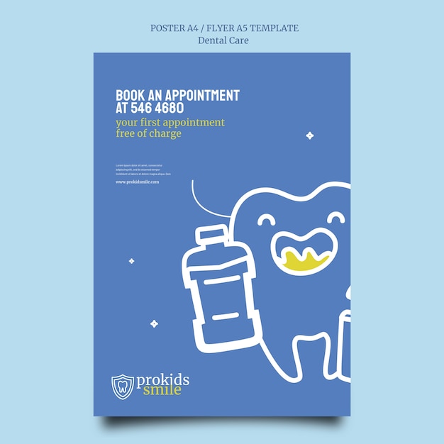 Plantilla de cuidado dental de diseño plano