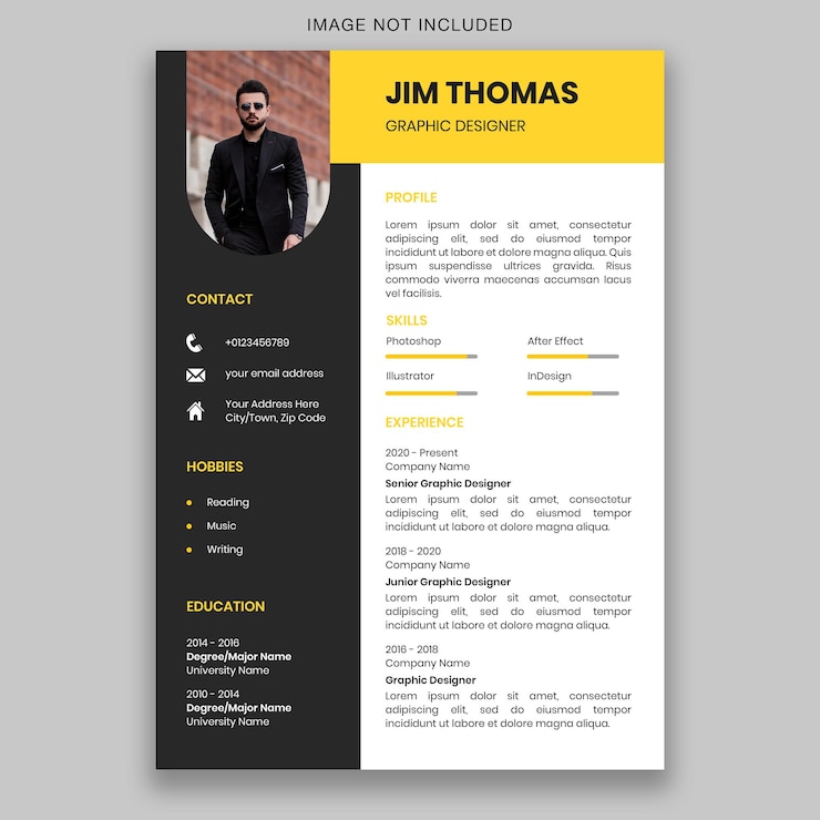 PSD plantilla de currículum vitae simple minimalista moderno