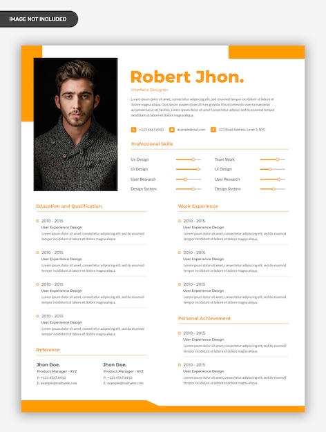 PSD plantilla de cv de curriculum vitae amarillo profesional moderno