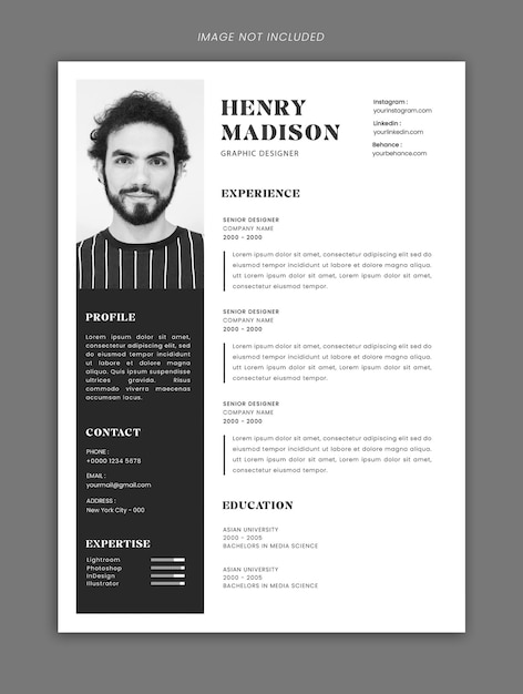 PSD plantilla de cv cv elegante psd