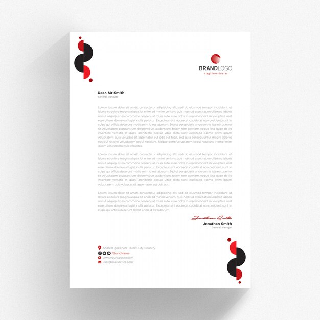 Plantilla de cv con detalles en rojo y gris.