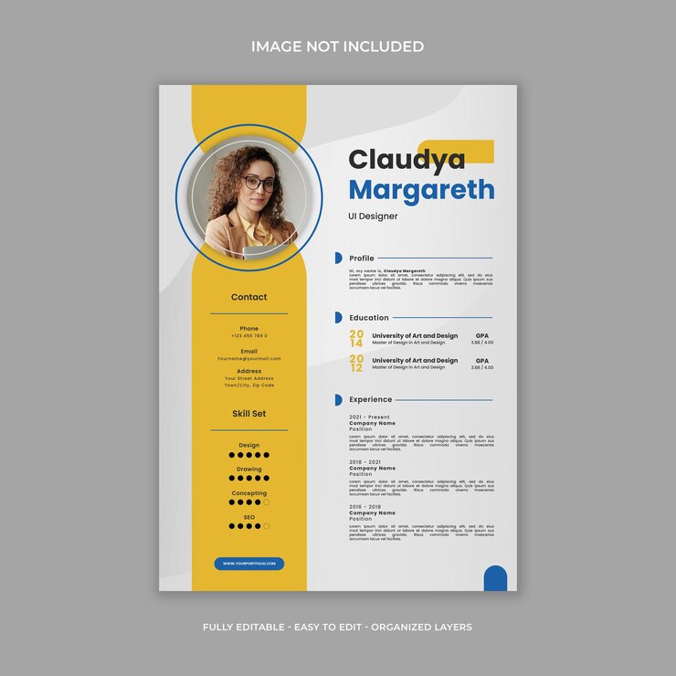 PSD plantilla de cv minimalista