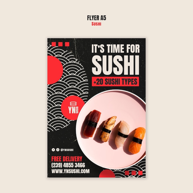 PSD la plantilla de la deliciosa comida de sushi