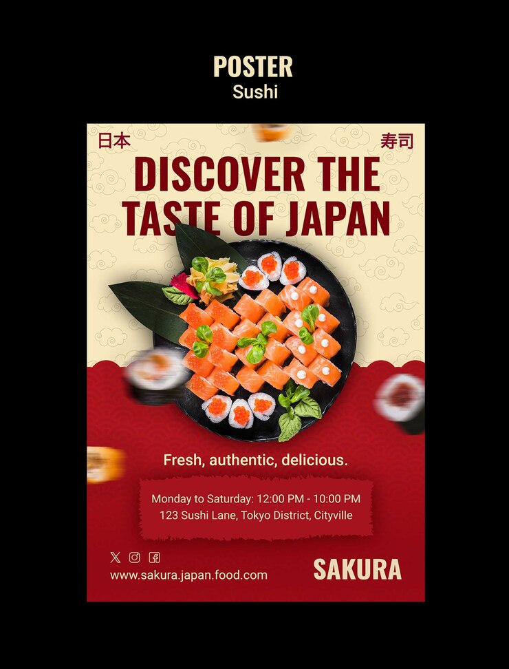 PSD la plantilla de la deliciosa comida de sushi