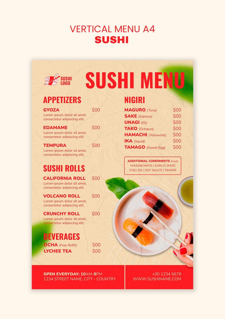 PSD la plantilla de la deliciosa comida de sushi
