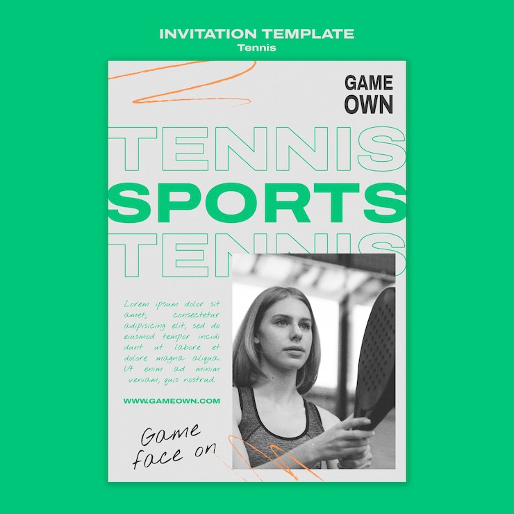 Plantilla de deporte de tenis de diseño plano