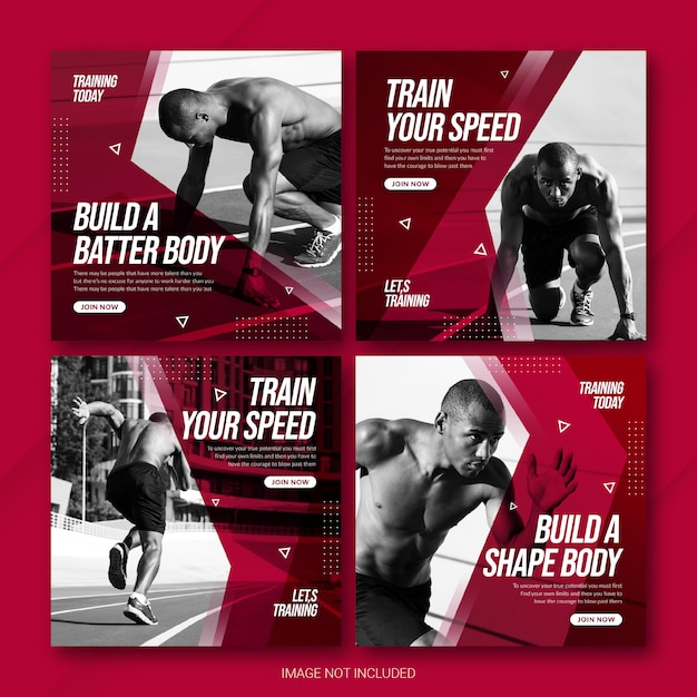Plantilla de deportes de atleta del paquete de publicaciones de Instagram