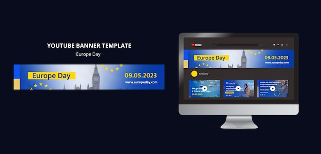 PSD plantilla de día de europa de diseño plano