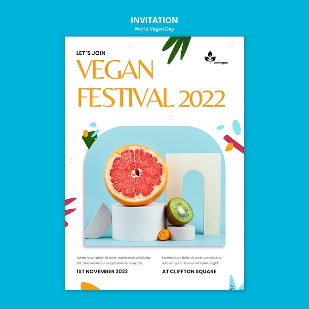 PSD plantilla de día mundial vegano de diseño plano