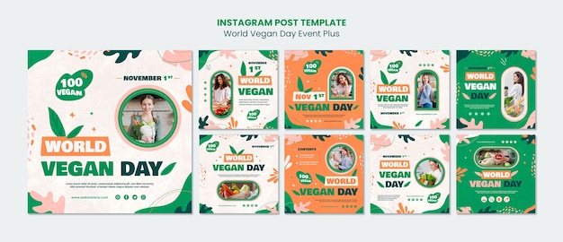 PSD plantilla de día mundial vegano de diseño plano