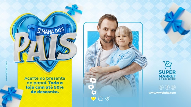 Plantilla del día del padre con sello 3d para ventas minoristas