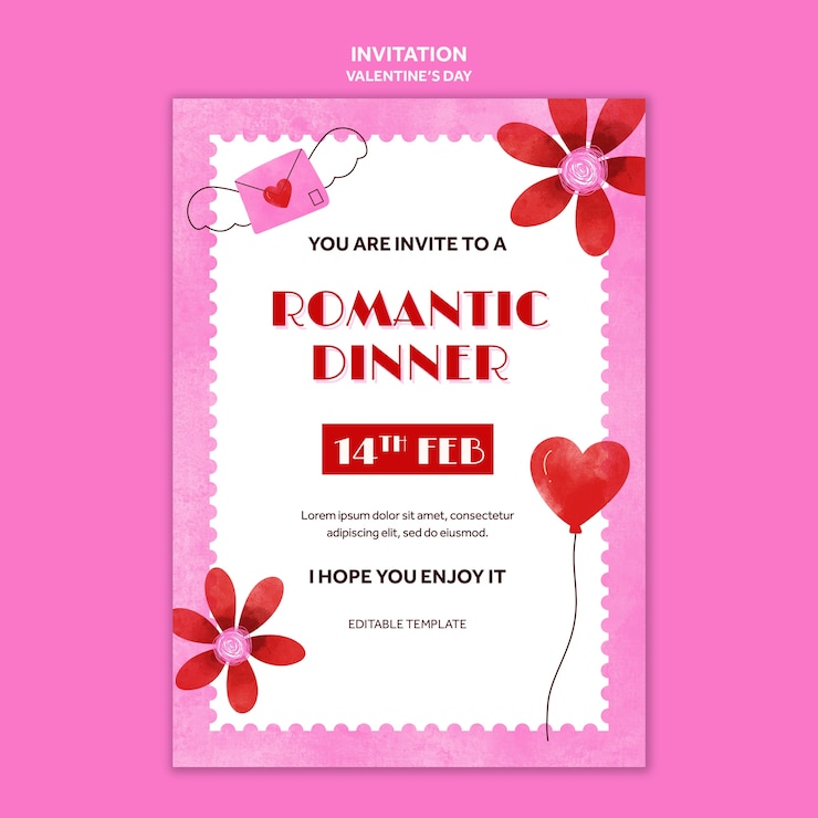 PSD plantilla de día de san valentín de diseño plano