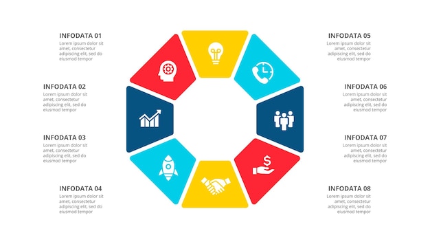 PSD plantilla de diagrama de infografía octágono para presentación de negocios de ciclo con 8 procesos